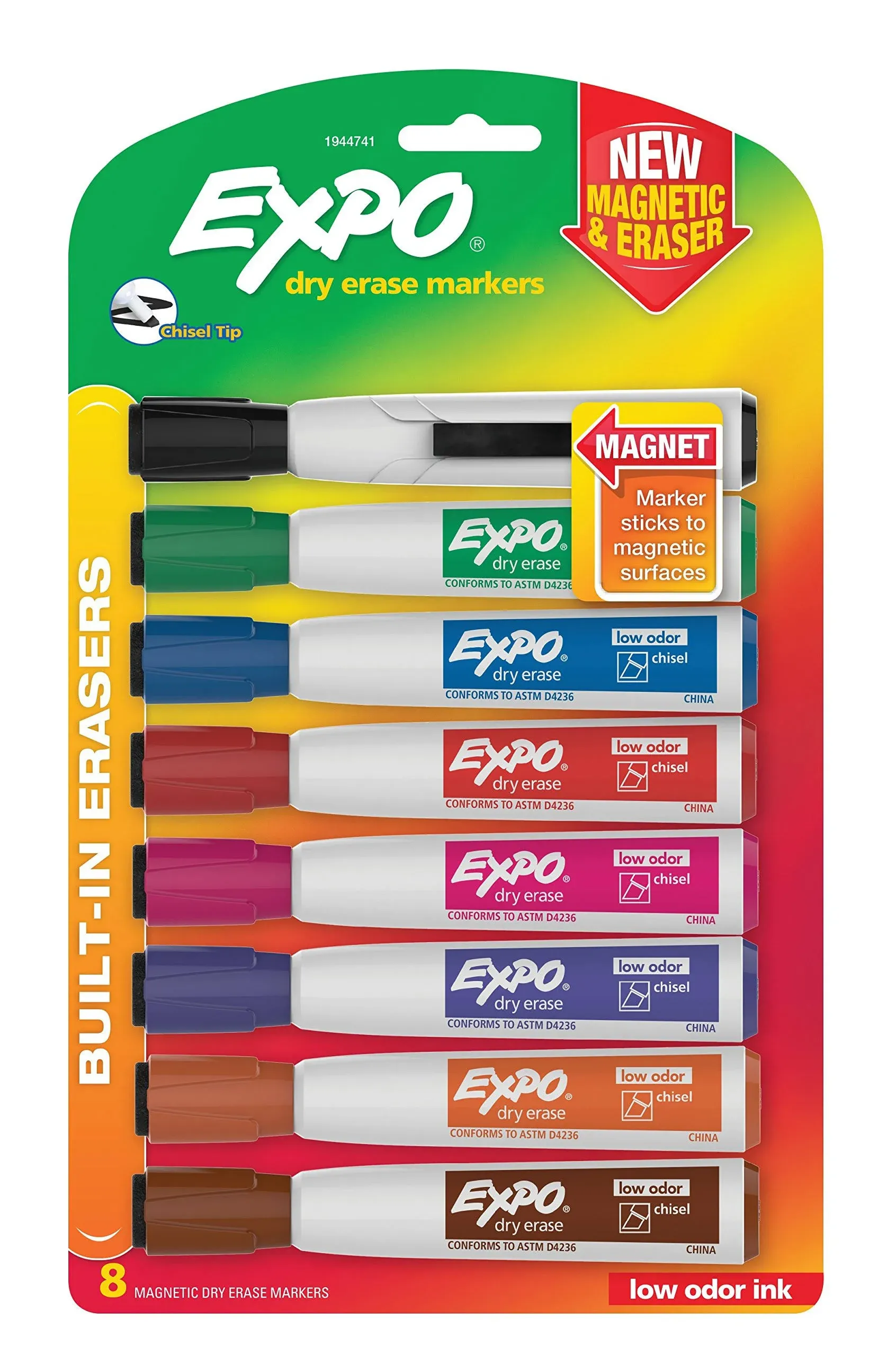 Expo Magnetic Dry Erase Marker - Chisel Tip - Assorted - 8 Pack