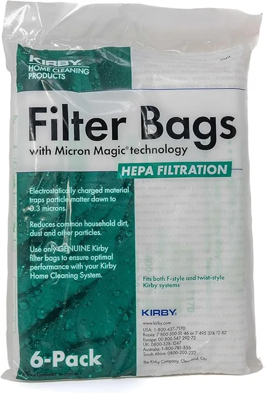 Kirby Magic HEPA FILTER Micro Allergen Plus F Style Vacuum Bags 6 Pack 204814