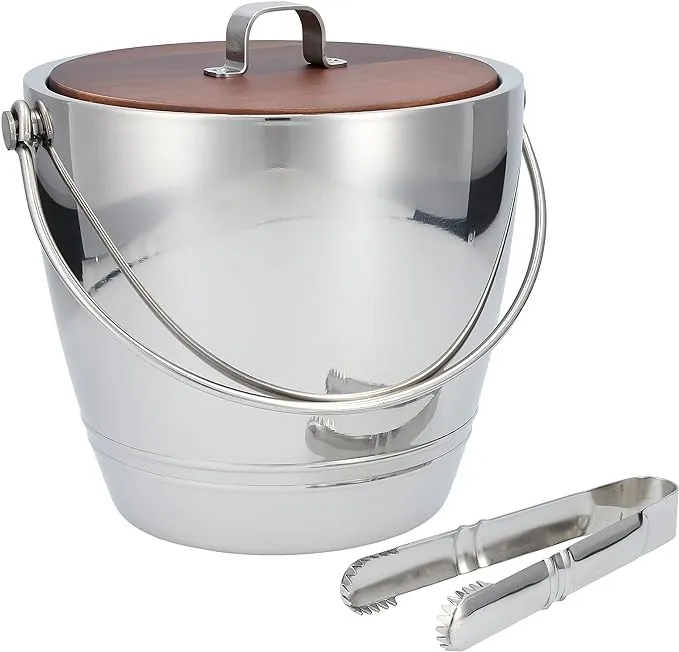 Crafthouse SS Round Ice Bucket w/Tongs Set