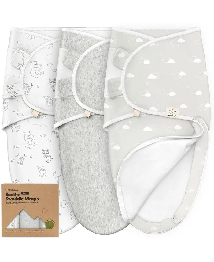 KeaBabies Soothe Zippy Swaddle Wrap 3-Pack