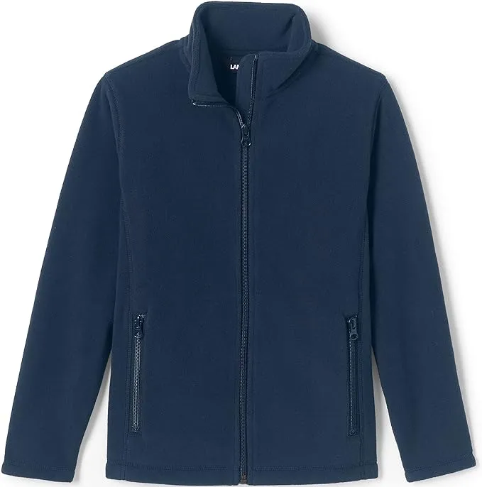 Lands' End Kids Full-Zip Mid-Weight Fleece Jacket - Medium - Classic Navy