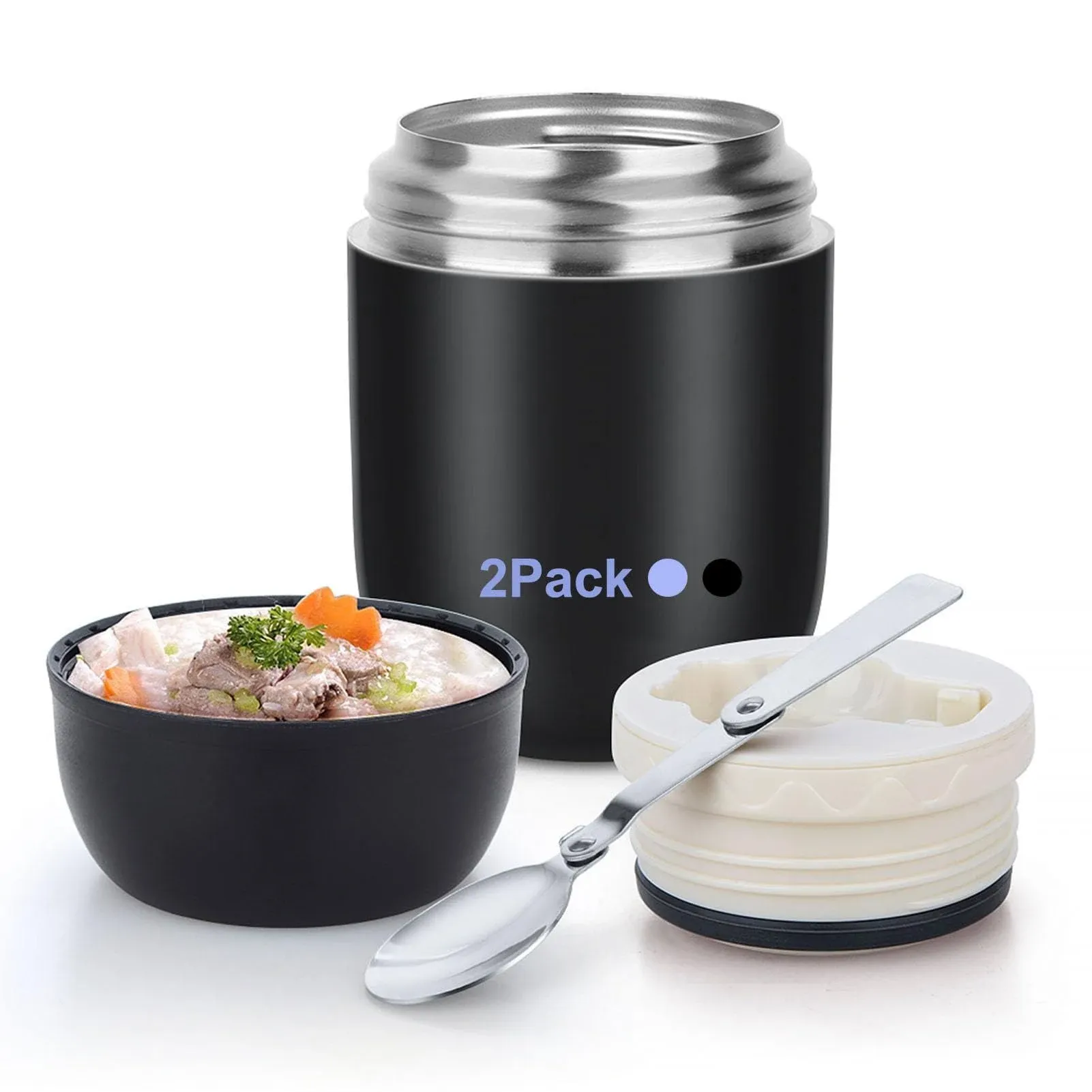 2 Piece Hot Food Jar for Kids Adult- 16oz Wide Mouth Insulated Food Soup Ther...