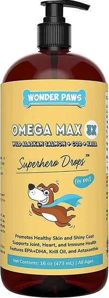 Wonder Paws Fish Oil Skin, Joint, Immune & Heart Health Liquid Supplement for Dogs, 16-fl oz bottle