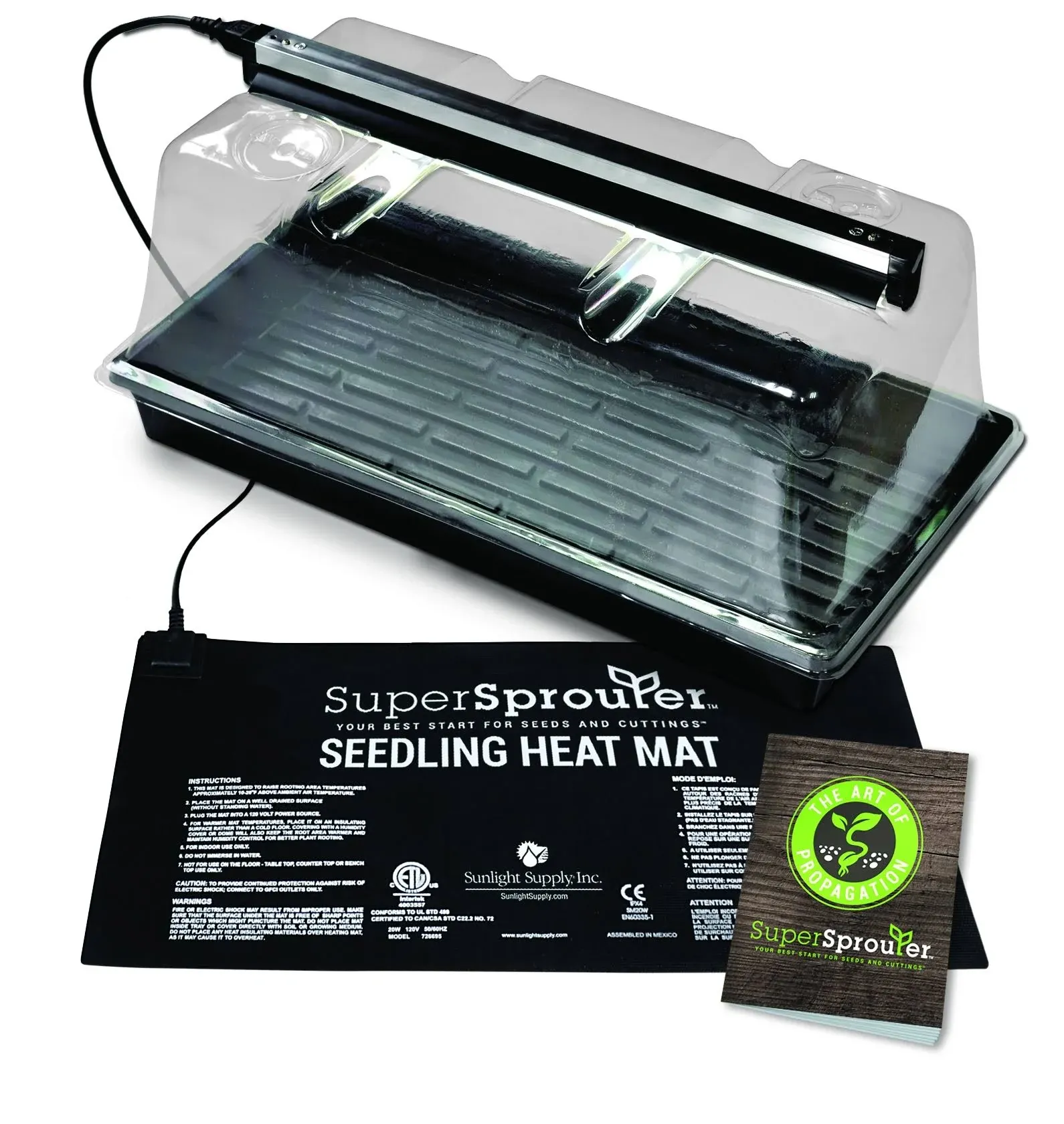 Super Sprouter - Premium Heated Propagation Kit w/ T5 Light