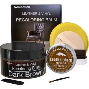 NADAMOO Dark Brown Leather Recoloring Balm with Mink Leather Conditioner, Leather Repair Kits Restoration Cream Scratch Repair Leather Vinyl Furniture