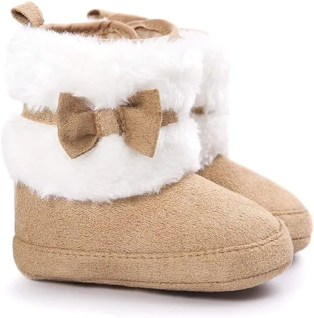 LIVEBOX Baby Girls Premium Soft Sole Bow Anti-Slip Mid Calf Warm Winter Infant ...