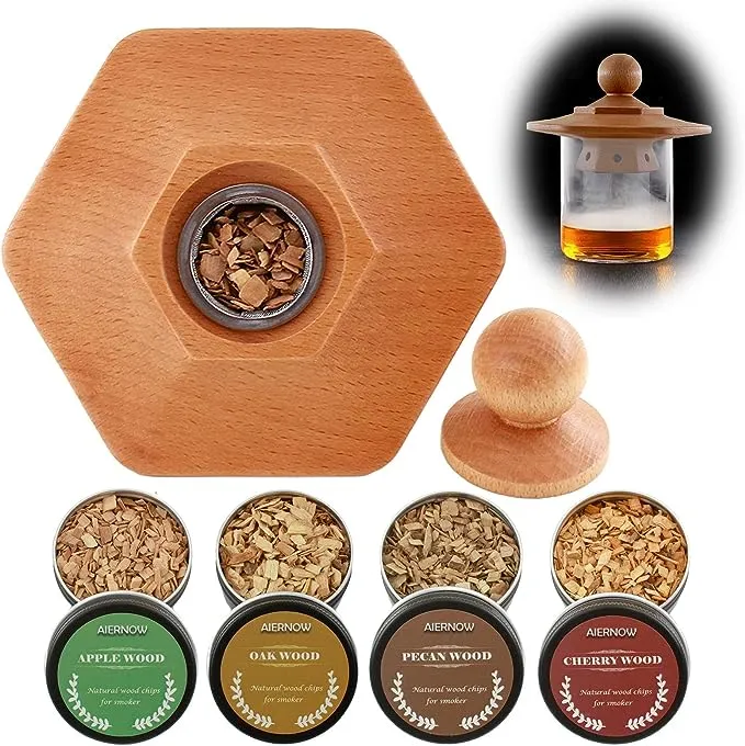 Aiernow. Cocktail Smoker Kit with Four Wood Chips for Whiskey,Drink,Bourbon Smoker Kit,Old Fashioned Smoker Kit