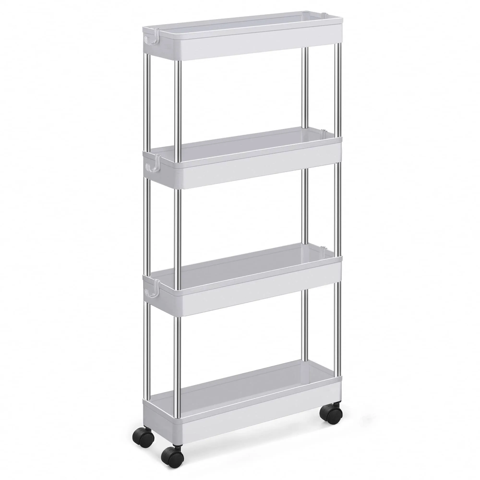 SONGMICS 4-Tier Slide Out Storage Cart Slim Rolling Cart on Wheels S