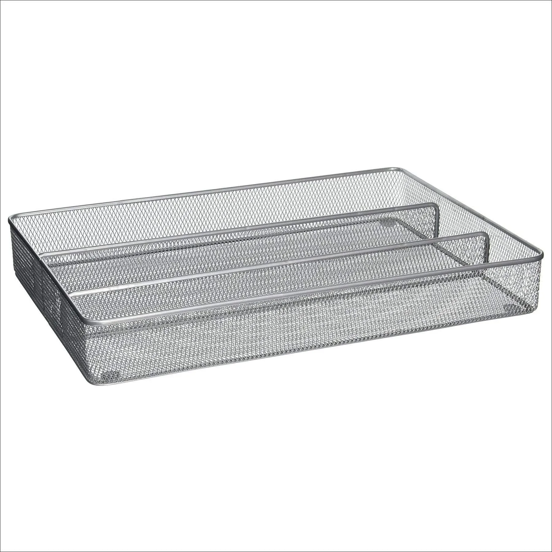 Honey Can Do Steel Mesh 3-Compartment Cutlery and Utensil Organizer Tray