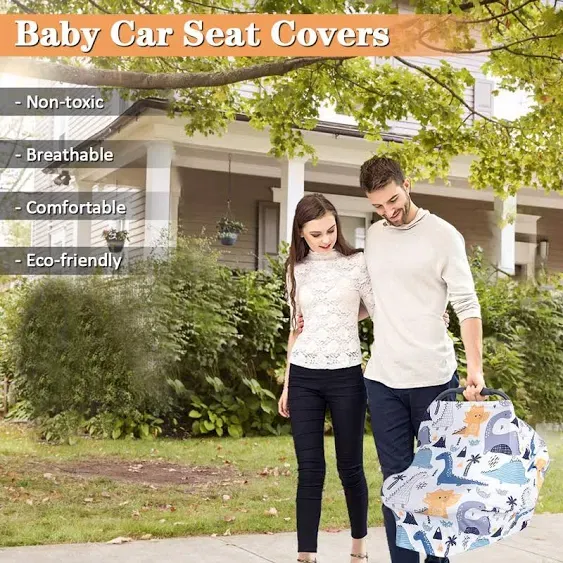 Baby Car Seat Cover, Nursing Cover for Breastfeeding, Baby Carseat Canopy for Boys and Girls, Infant Car Seat Cover, Multiuse Baby Shopping Cart/High Chair/Stroller Covers (Little Bear)