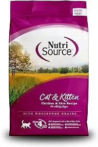 NutriSource Cat & Kitten Food, Made with Chicken and Rice, with Wholesome Grains, 6.6LB, Dry Cat Food