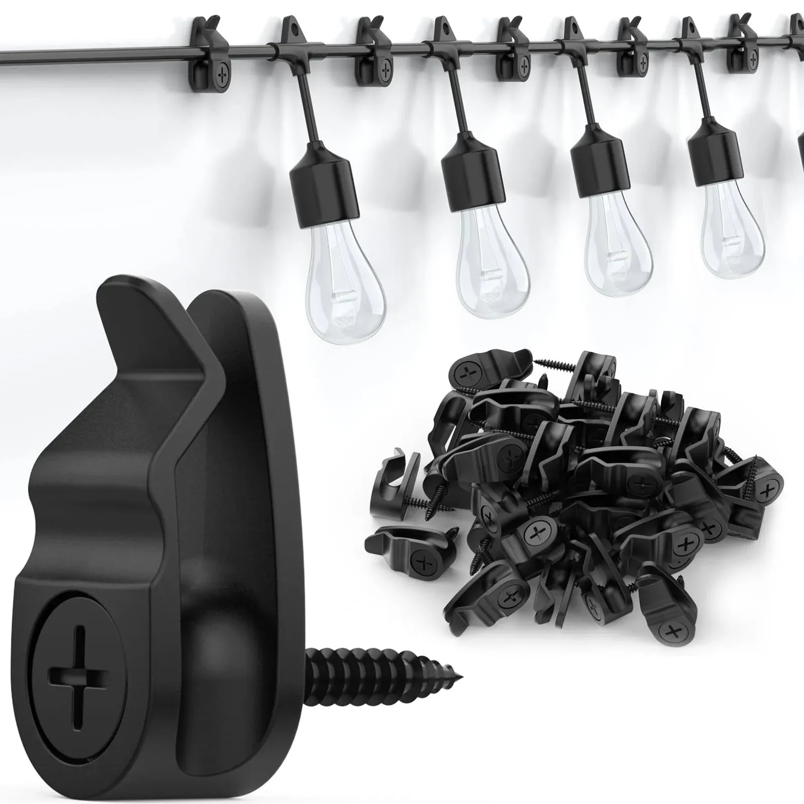 Lewufe Outdoor String Lights Clips, Weatherproof Cable Hanger Hooks for Hanging ...