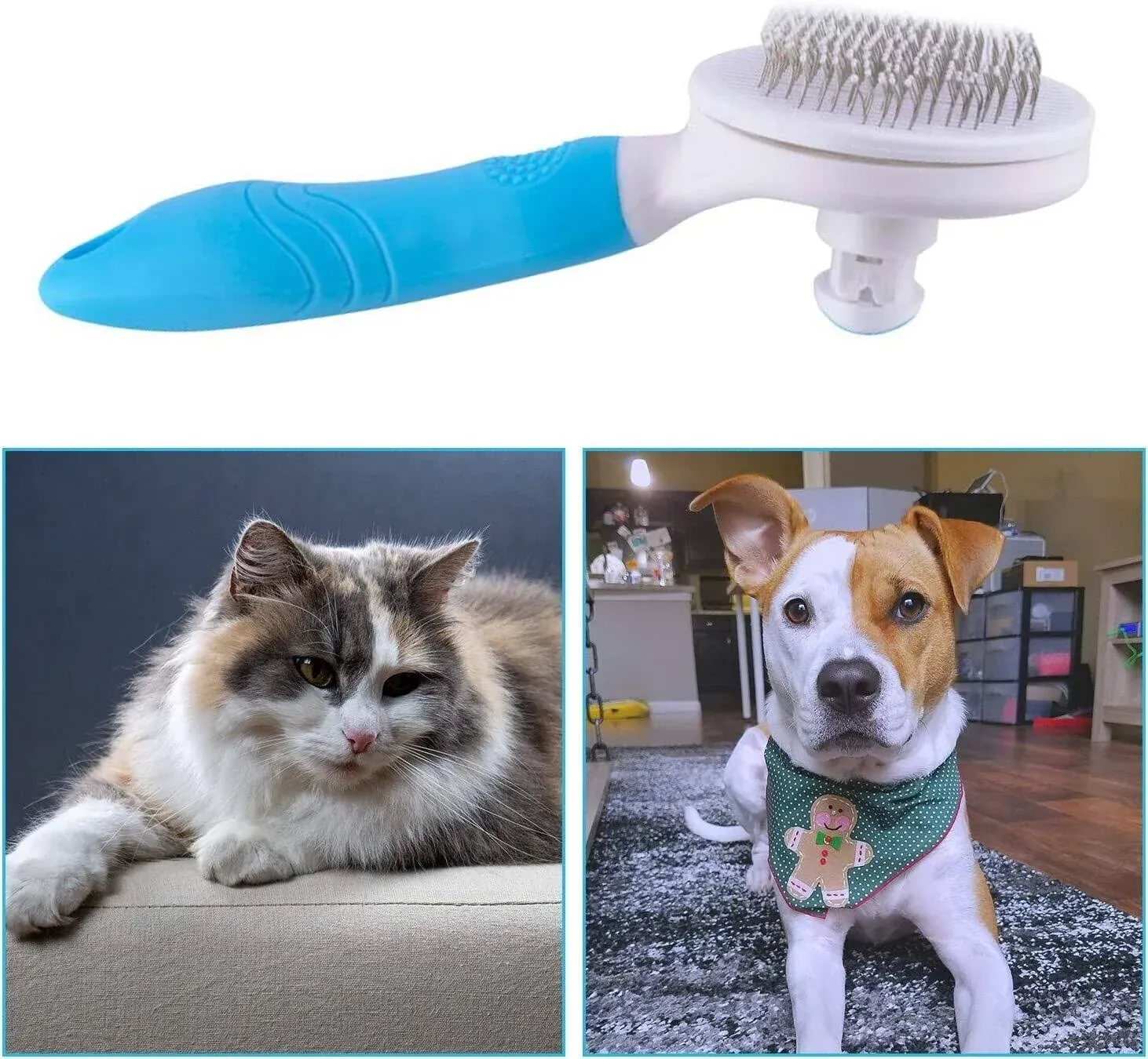 Cat Brush, Self Cleaning Slicker Brushes for Shedding and Grooming Removes Loose Undercoat,Mats Hair Grooming Brush for Cat Dog Massage-Self Cleaning