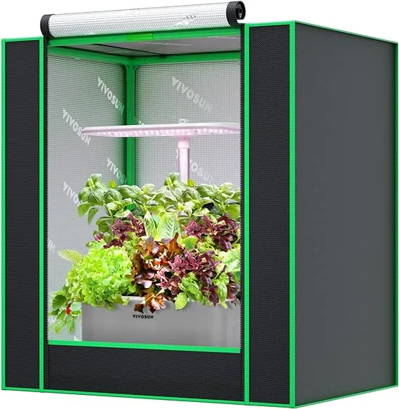 VIVOSUN Small Grow Tent for Aerogarden, Hydroponics Growing System, 20”x14”x21” Highly Reflective Mylar Indoor Grow Tent with Sealed Bottom Design, Ventilation Window and Cable Hole PortVIVOSUN Small Grow Tent for Aerogarden, Hydroponics Growing System, 