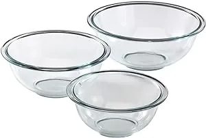 Pyrex 1118441 Prepware Mixing Bowl Set, 3-Piece, Clear