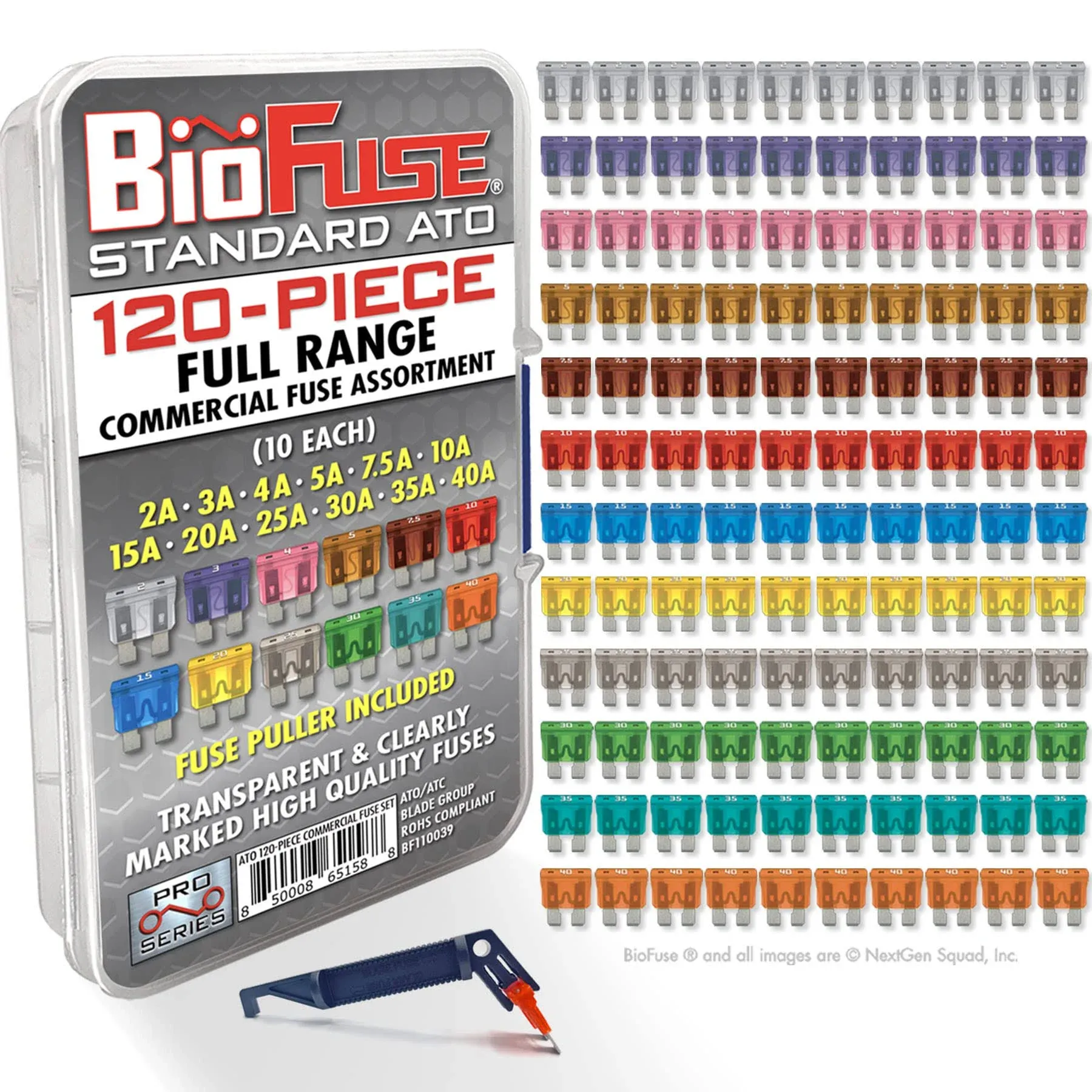 BioFuse® Standard ATO 120 PC Blade Fuse Assortment AUTO CAR TRUCK MARINE FUSES