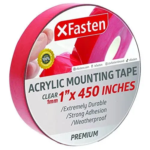 XFasten Double Sided Acrylic Mounting Tape Removable, Clear, 1-Inch x 450-Inc...