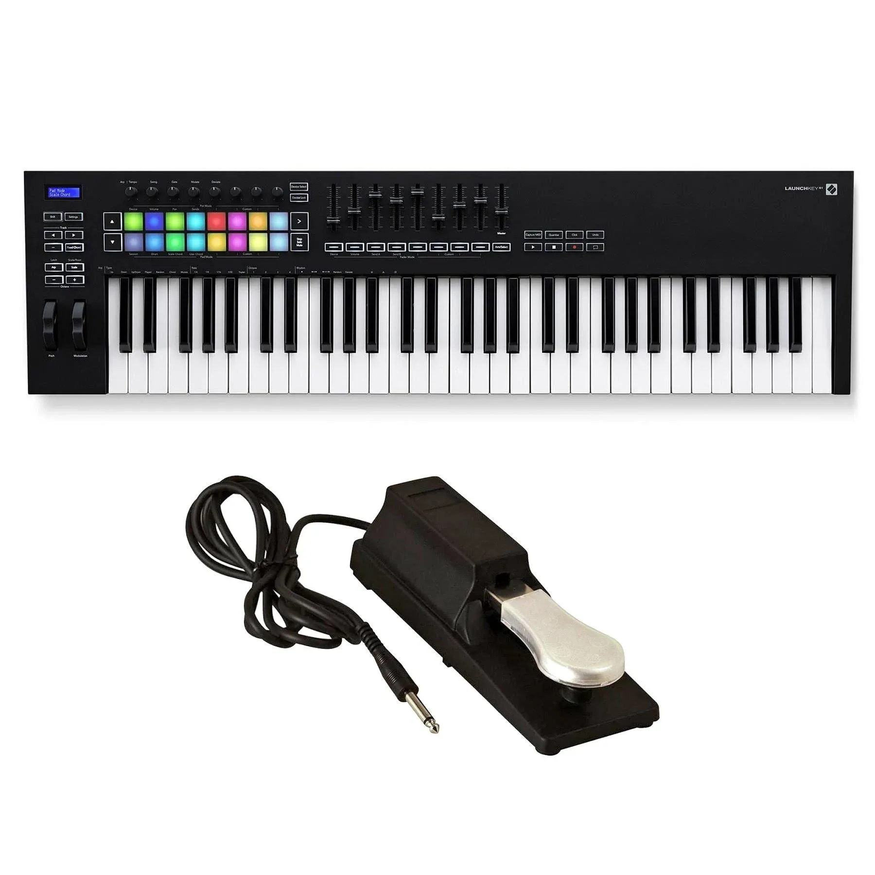 Novation Launchkey 61 MK3 USBundle withMIDI Keyboard Controller w/ Sustain Pedal