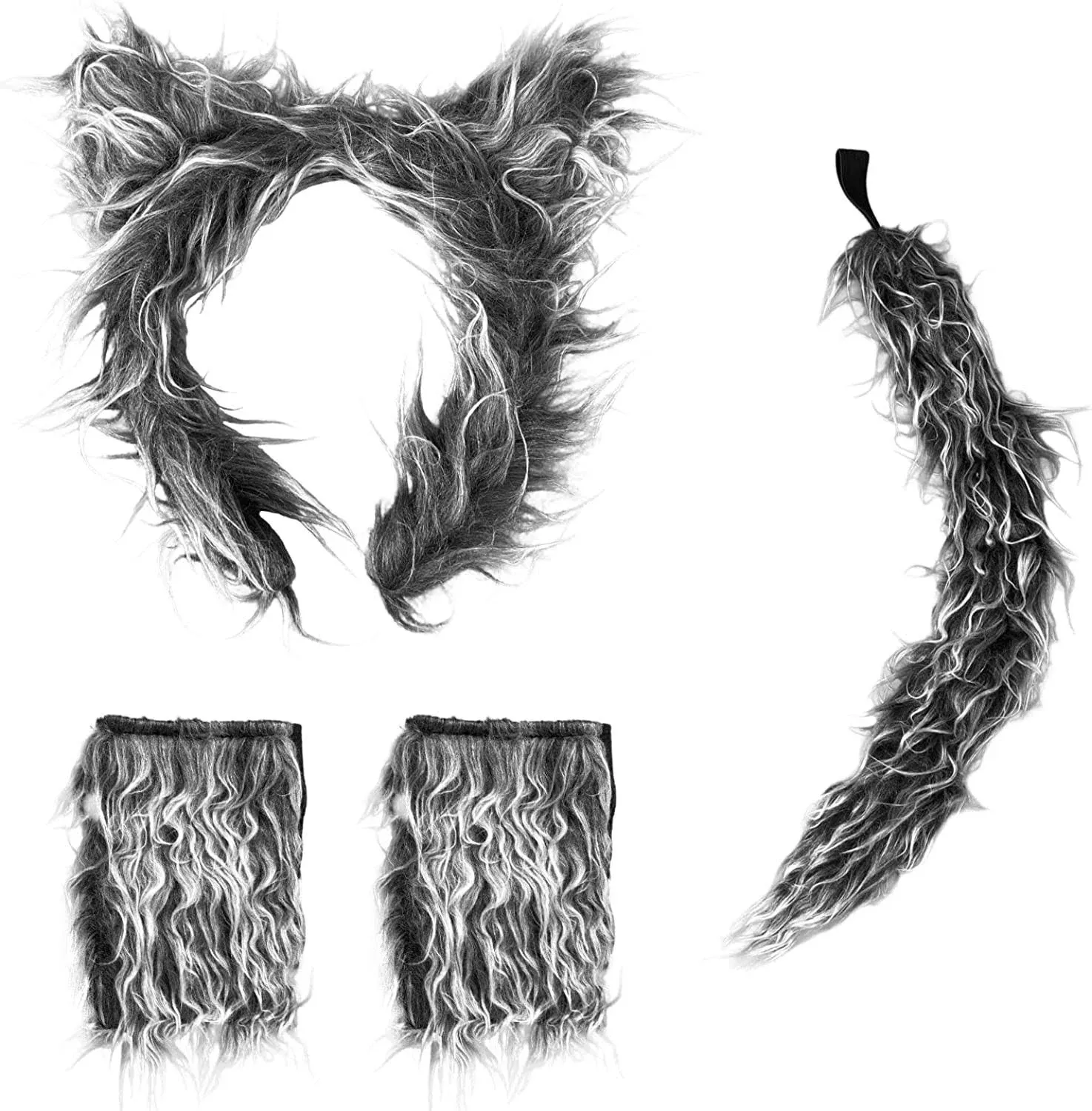 IncreDecor Wolf Ears Costume Set - with Headband,Gloves,Tail for Women,Girls,Kids ...