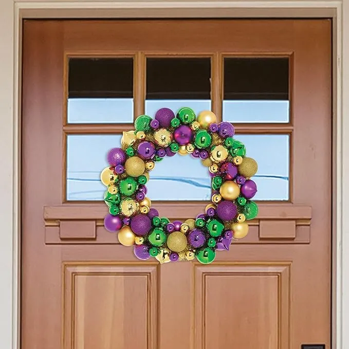 19" Mardi Gras Metallic Wreath