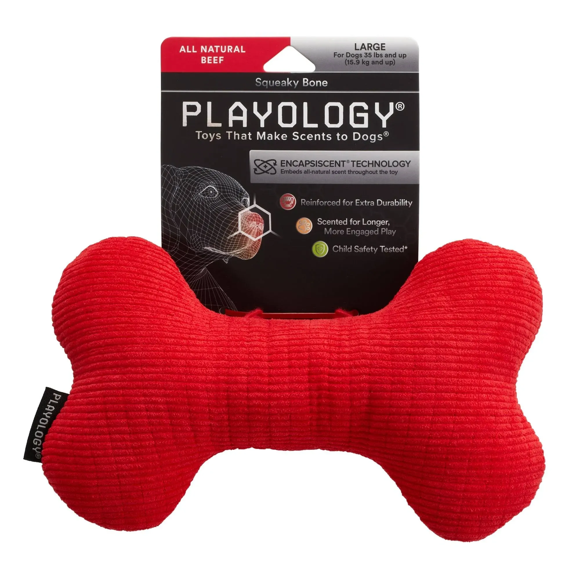 Playology Plush Bone Peanut Butter Scented Dog Toy - Medium