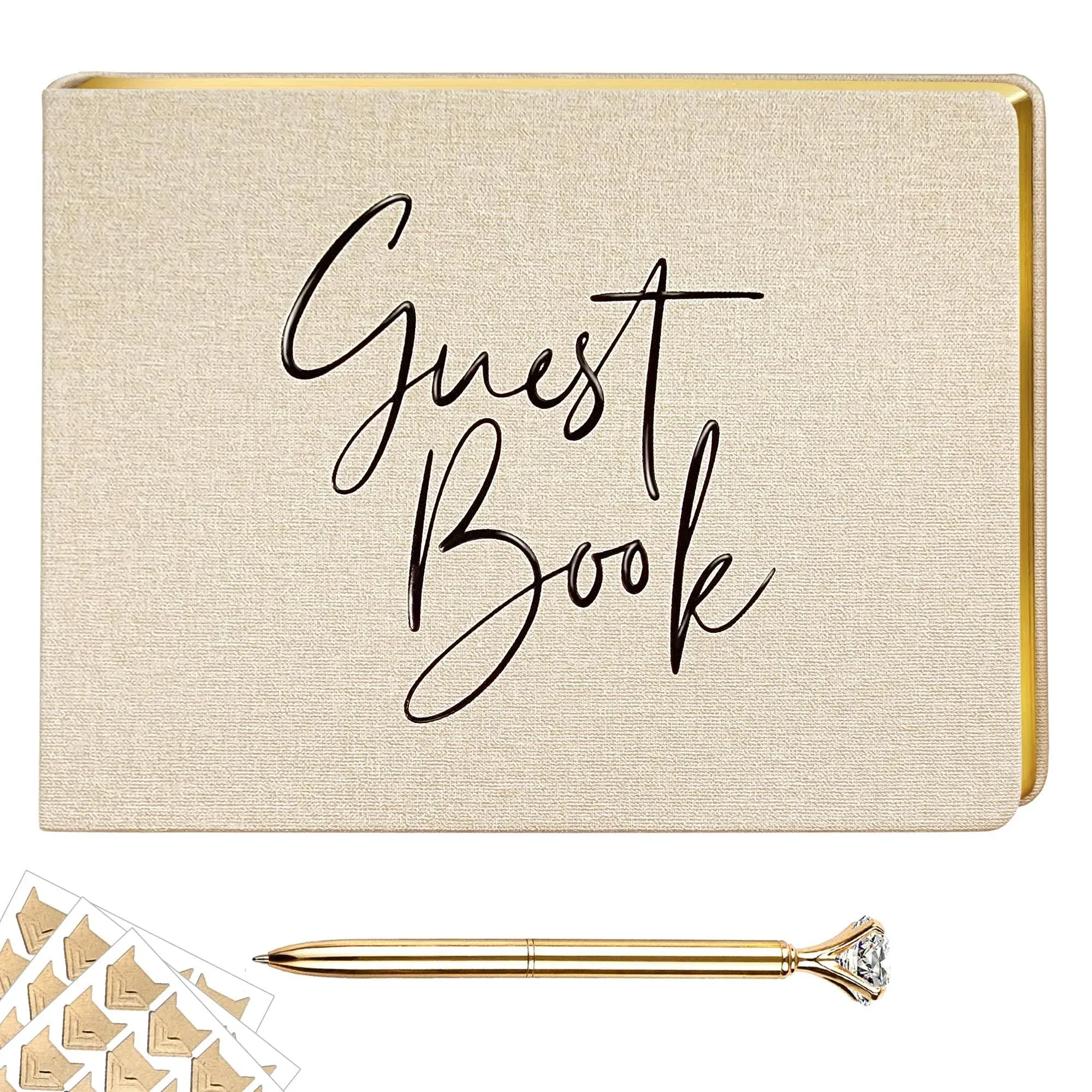 Wedding Guest Book Guest Book Wedding Reception With Diamond Pen And Photo Corne