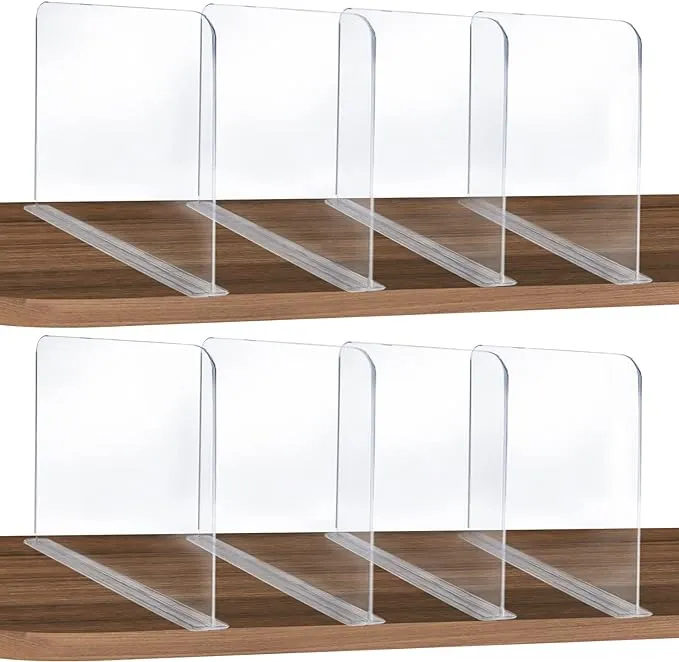 8pcs Clear Acrylic Shelf Dividers