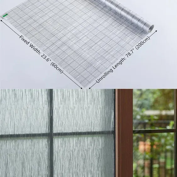 VELIMAX Frosted Window Privacy Film Non Adhesive Window Cling Removable Glass Covering Clear Water Opaque Window Film for Home Anti UV 23.6x78.7 inches