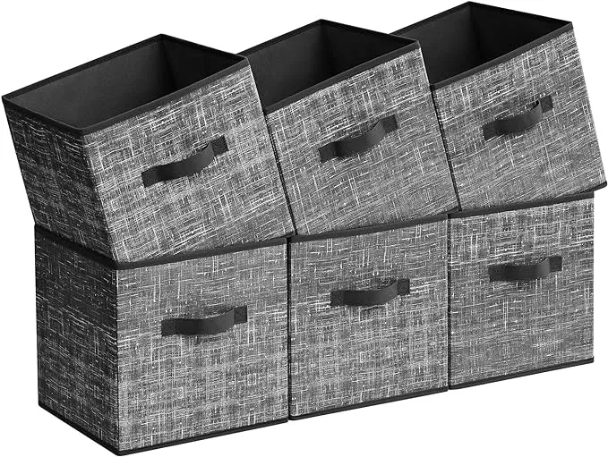 Set of 6 Storage Cubes Black