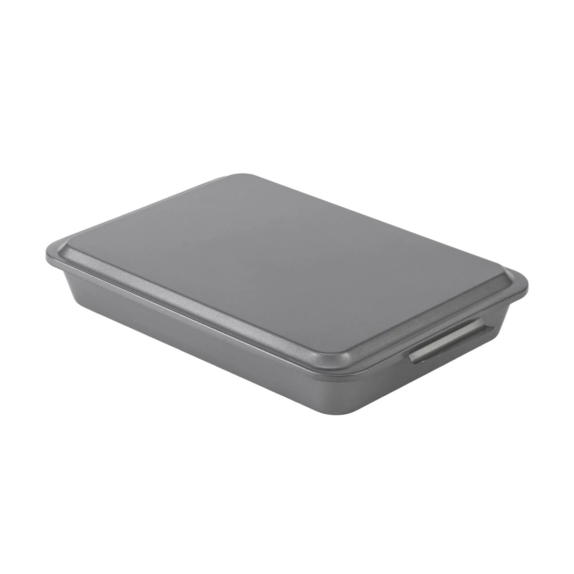 9 x 13 Nonstick Steel Oblong Cake Baking Pan with Metal Lid, Gray