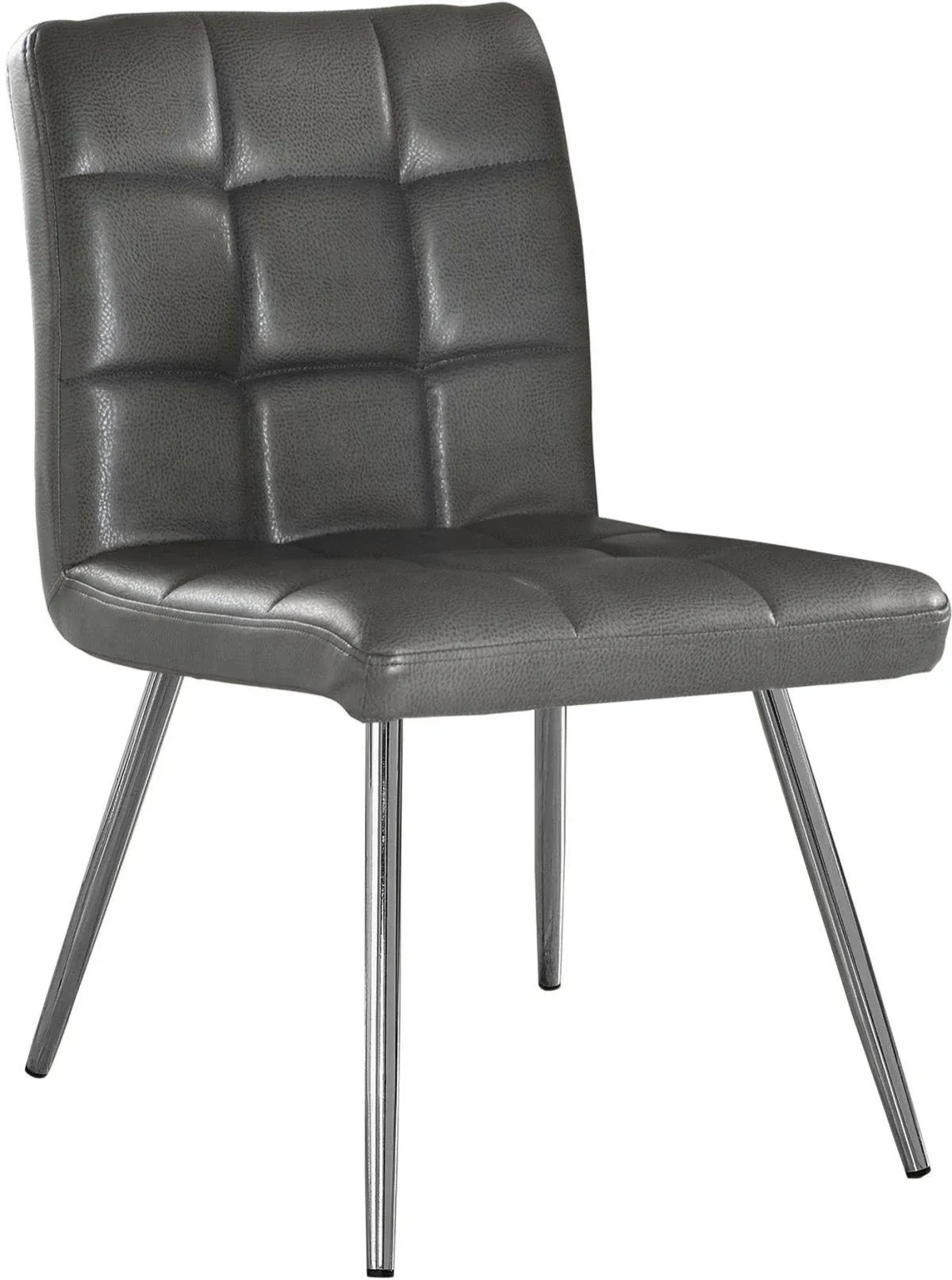 Monarch Specialties Grey Leather-Look & Chrome Metal Dining Chair - Set of 2