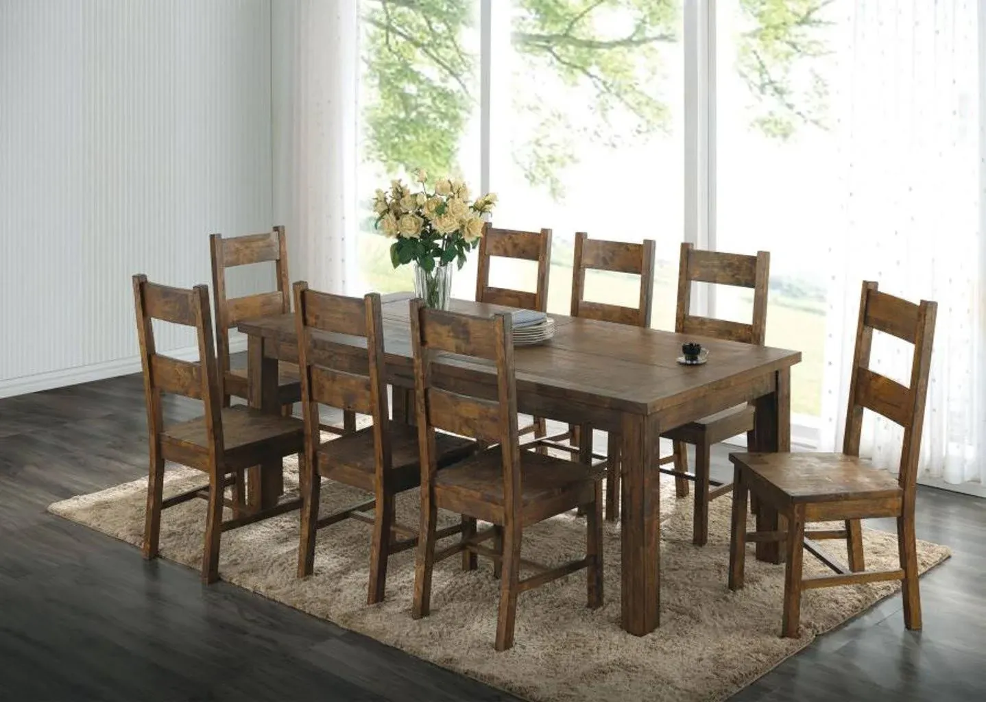 Coaster Coleman 9-Piece Rectangular Dining Set Rustic Golden Brown