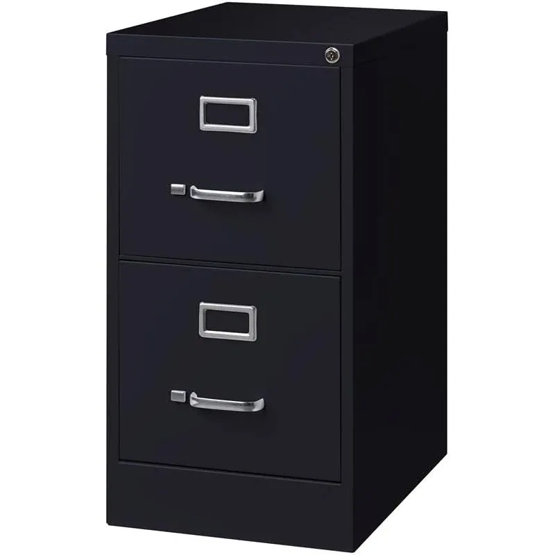 Pemberly Row 2 Drawers Vertical Black Metal Filing Cabinet Pre-assembled