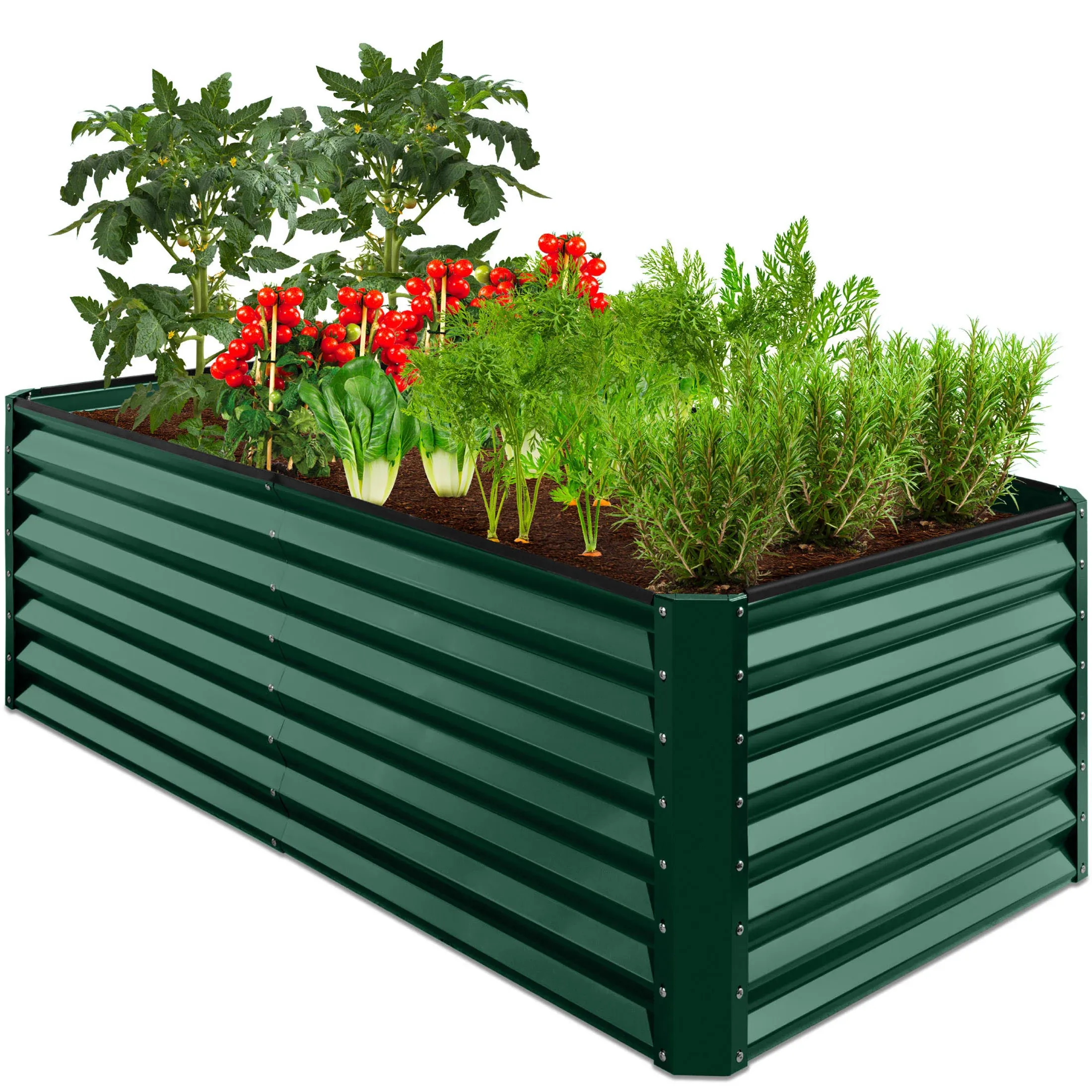 Best Choice Products 6x3x2ft Outdoor Metal Raised Garden Bed, Planter Box for Vegetables, Flowers, Herbs - Dark Green