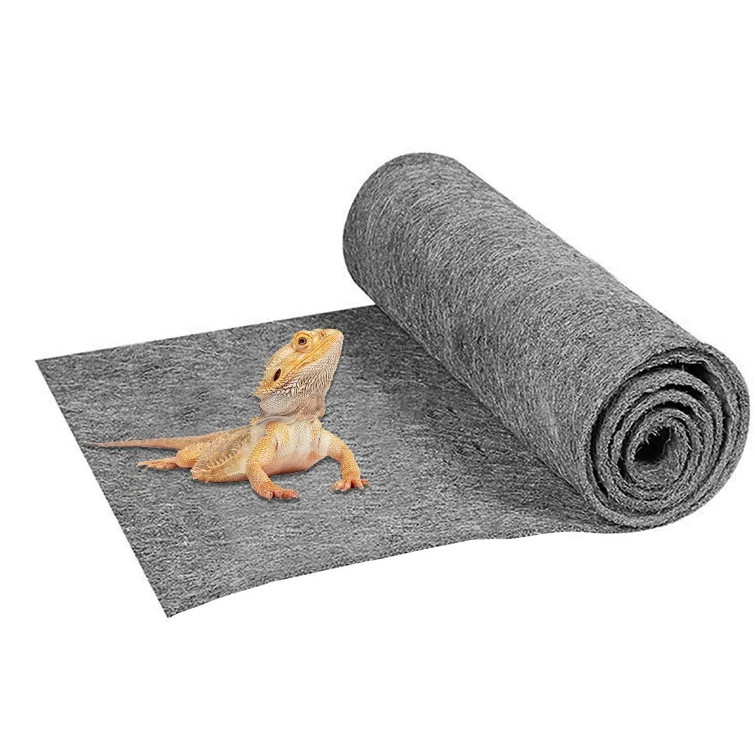 47" x 24" Large Reptile Carpet Terrarium Liner Bedding Reptile Substrate Mat Tank Accessories for Bearded Dragon Snake Lizard Tortoise Leopard Gecko (Grey)