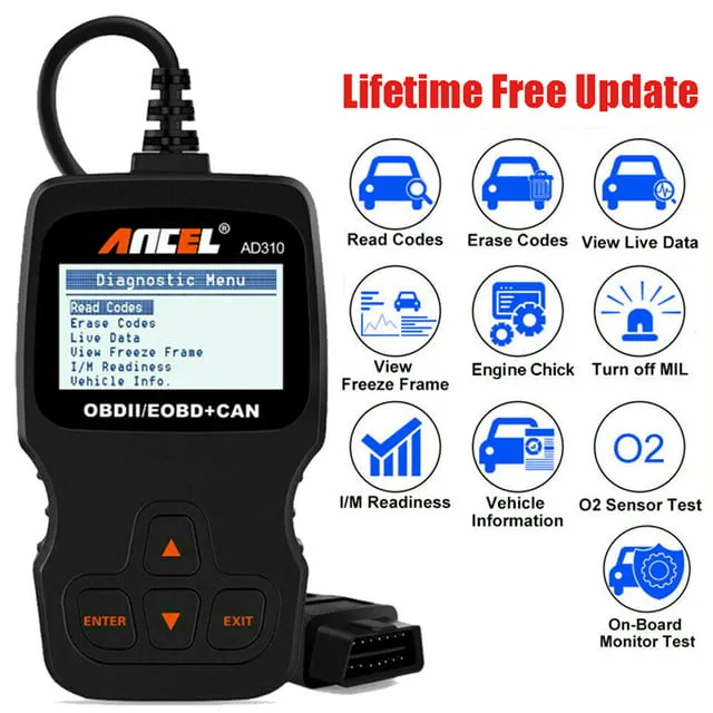 ANCEL AD310 Classic Enhanced Universal OBD II Scanner Car Engine Fault Code Reader CAN Diagnostic Scan Tool-Black