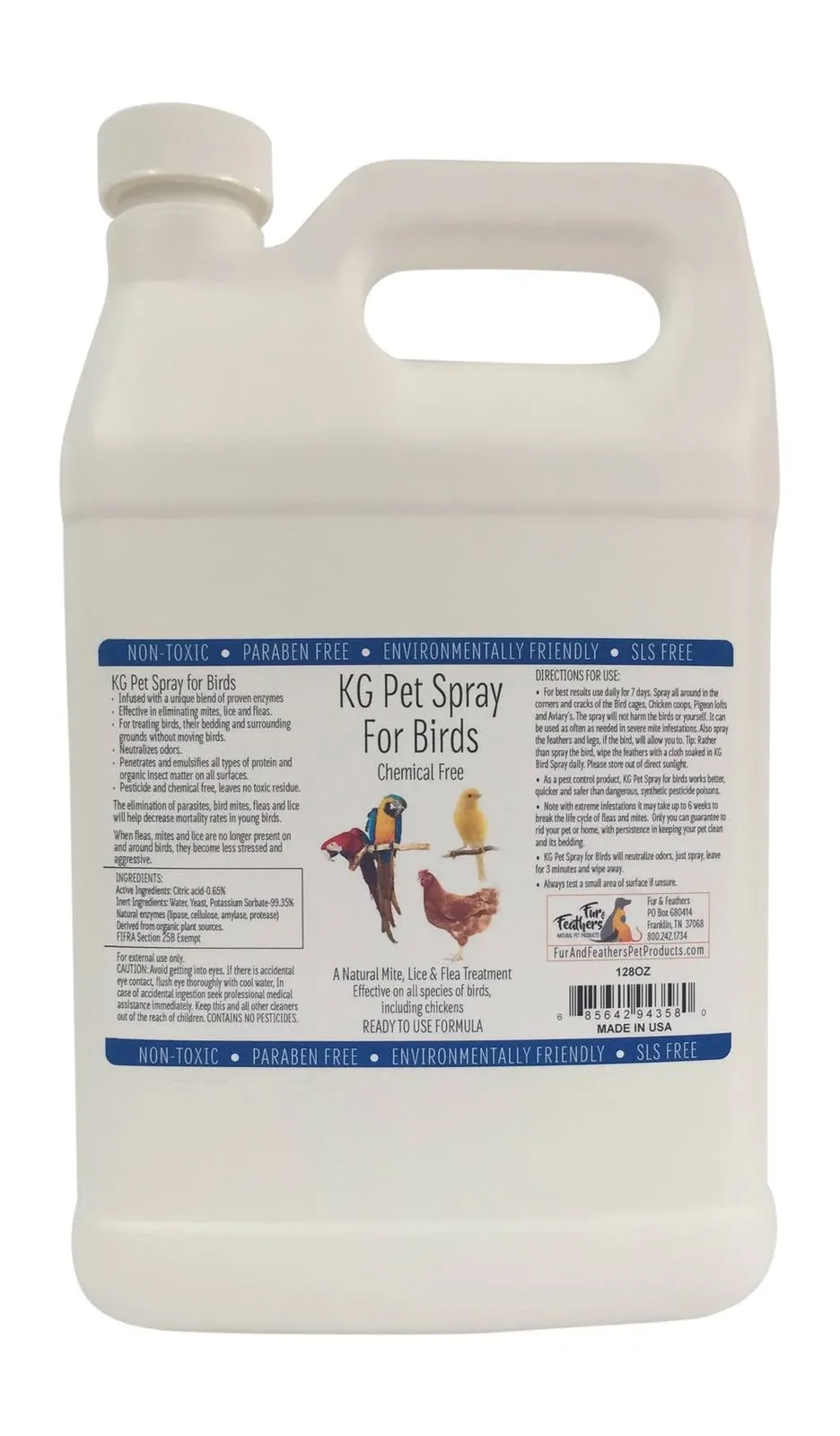 KG PET SPRAY FOR BIRDS -  128 Ounce Ready to Use