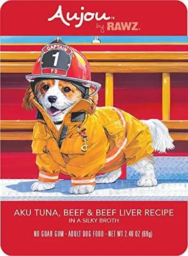 RAWZ Aujou Aku Tuna, Beef & Beef Liver Dog Food 8 / 2.46 oz Pouches