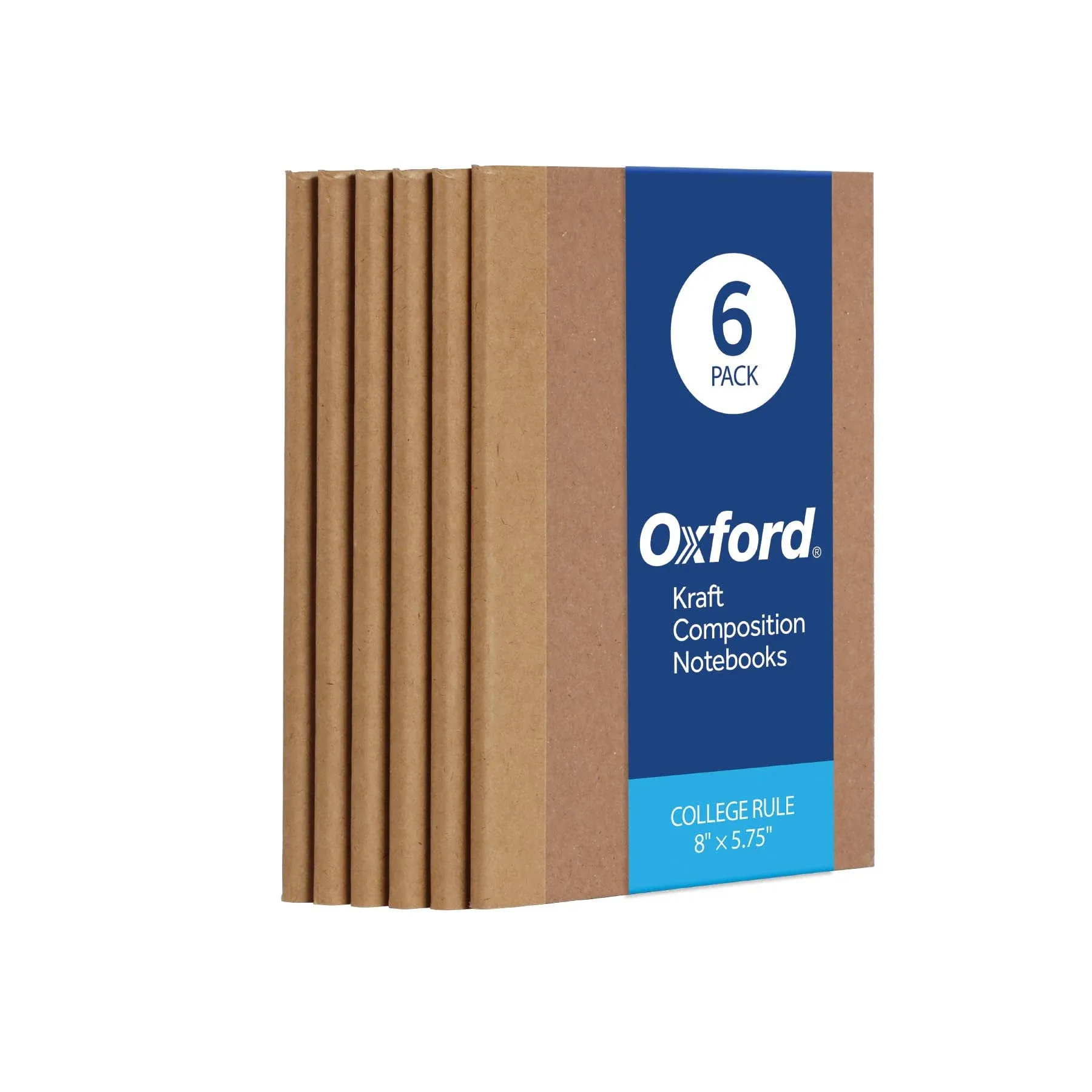 Oxford Composition Notebook 6 Pack, College Ruled Paper, 5.75 x 8 Kraft 