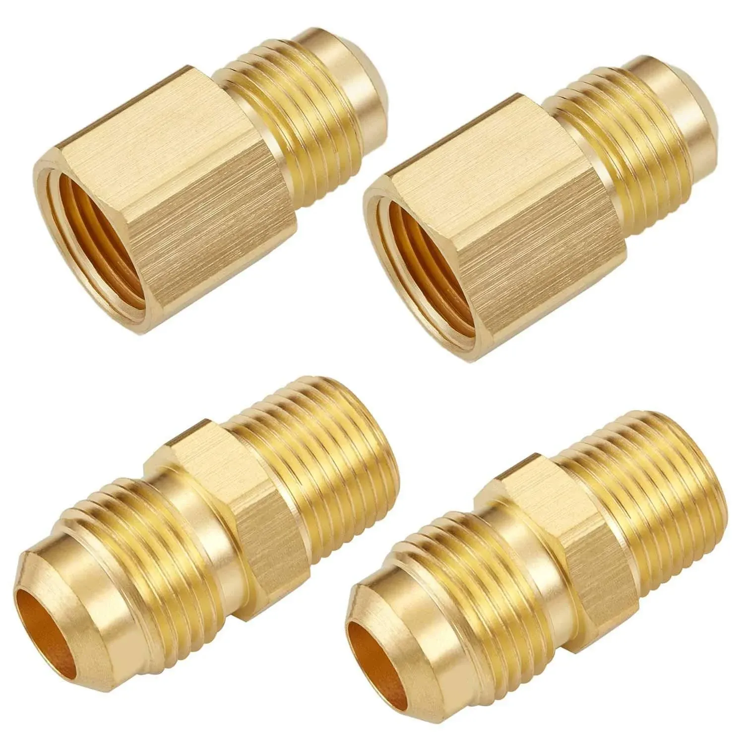 4 Pcs 3/8 Inch Flexible Flex Gas Line Hose Brass Connector Kit3/8&#034; Male Flare X 