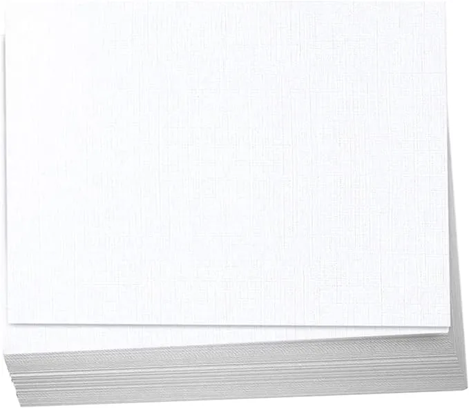 Hamilco White Linen Cardstock Paper Blank Cards Flat Card Stock Cover 100 Pack