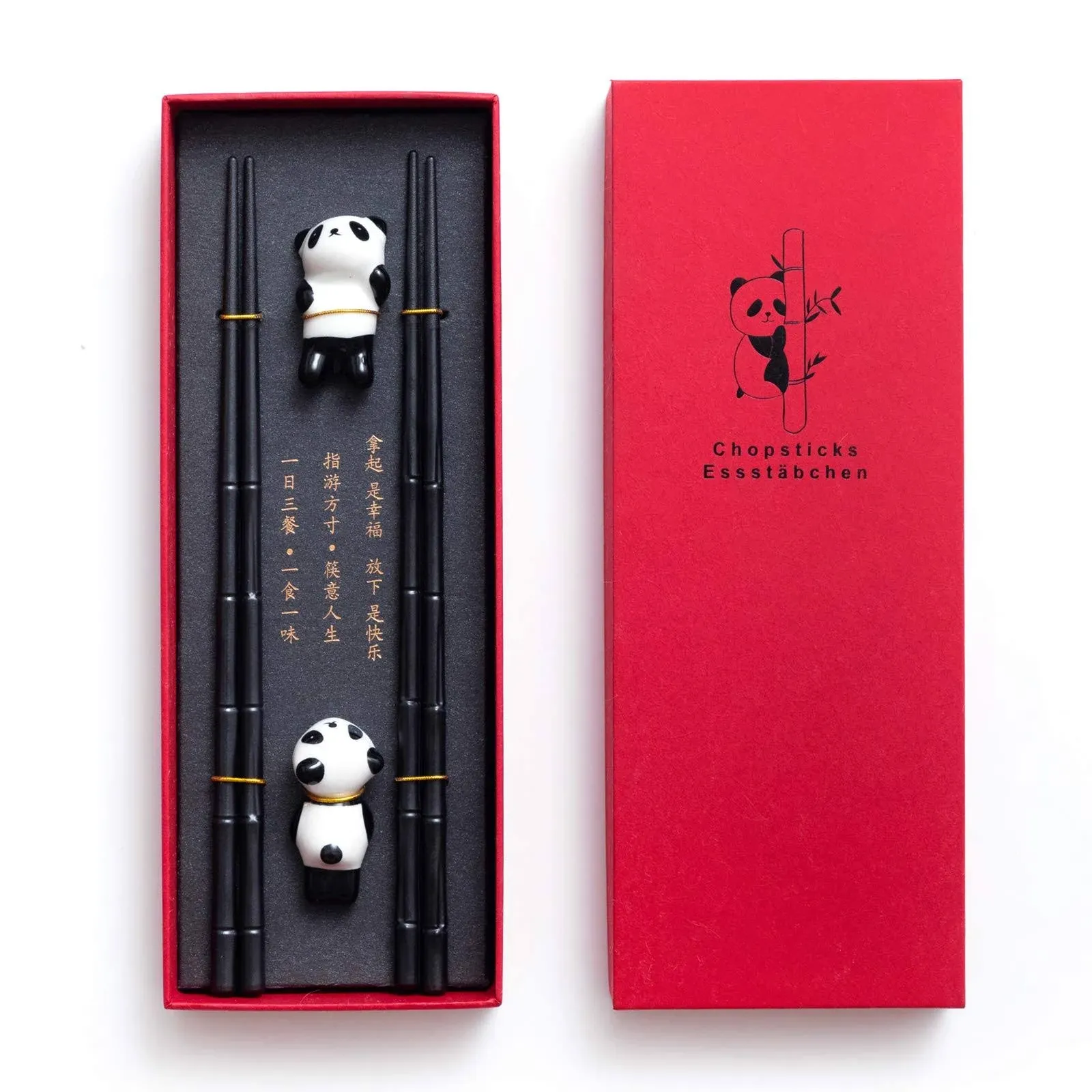 2 Pairs Chopsticks and Chopstick Rest Gift Set- Dishwasher Safe Reusable Fibe...