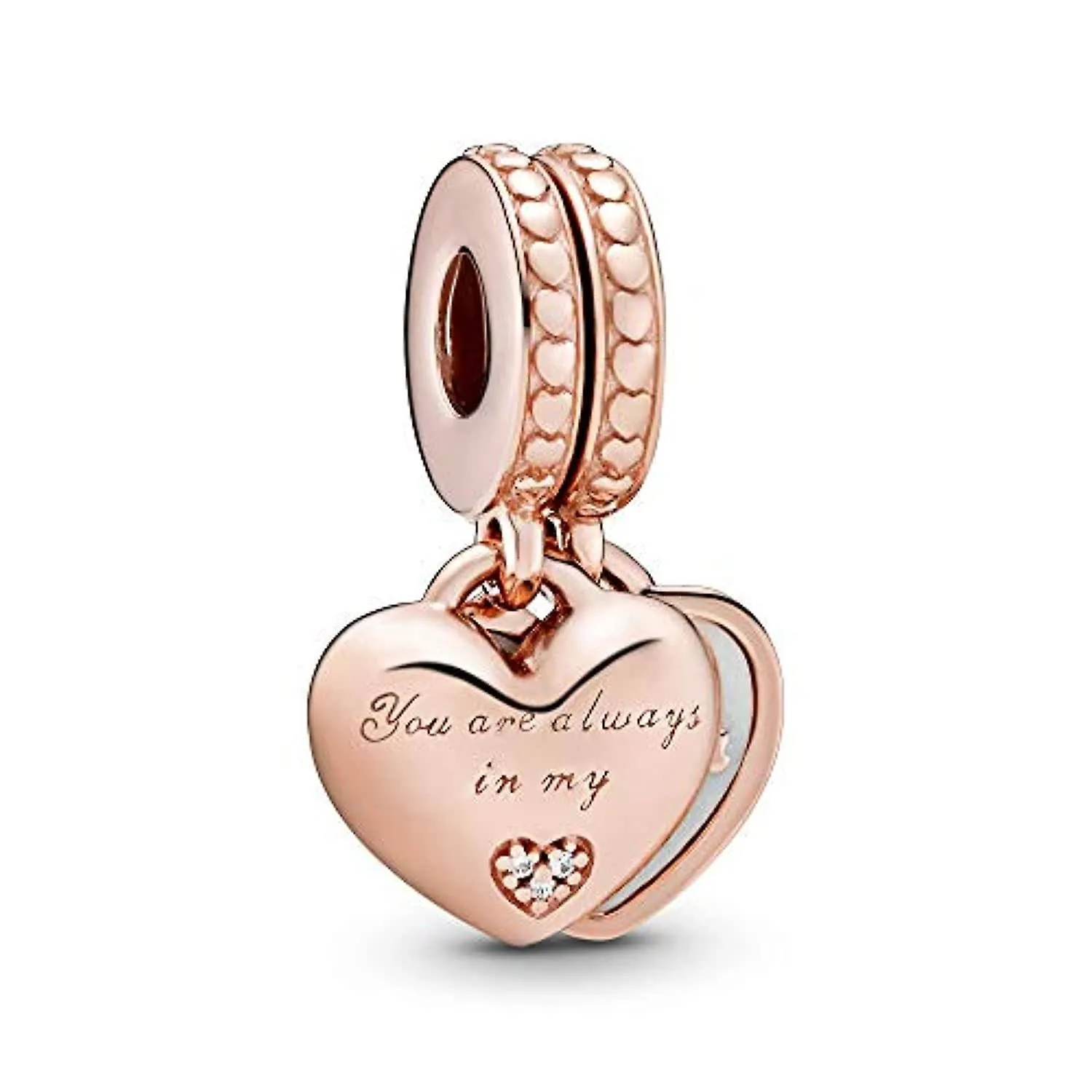 Rose Gold Mother & Daughter Hearts Charm