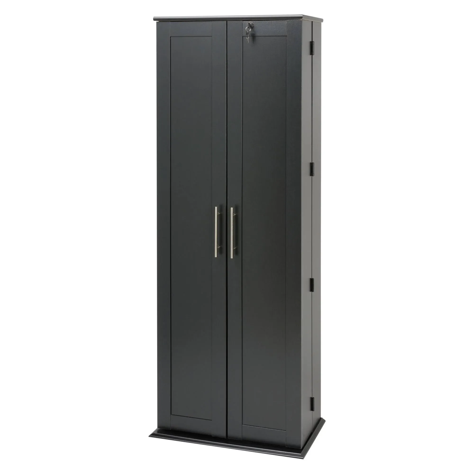 Prepac Black Grande Locking Media Storage Cabinet with Shaker Doors