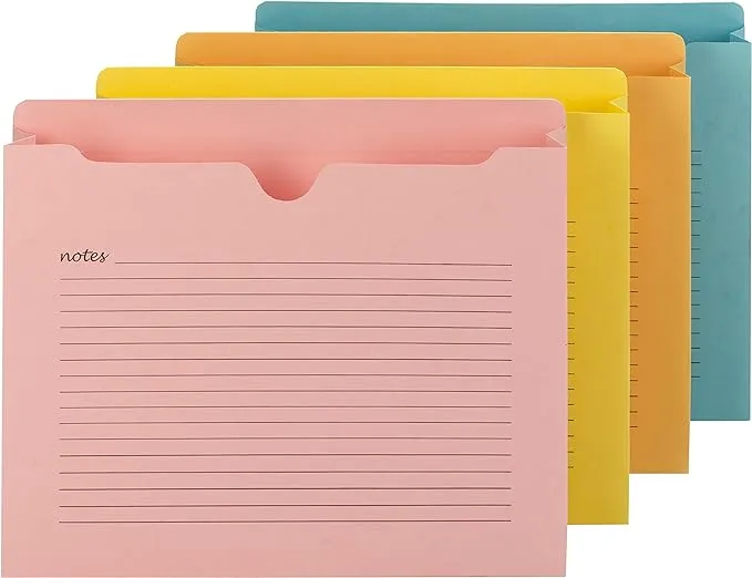 Smead Notes File Jacket, Letter Size, Straight-Cut Tab, 2” Expansion, Assorted Colors, 12 per Pack (75694)