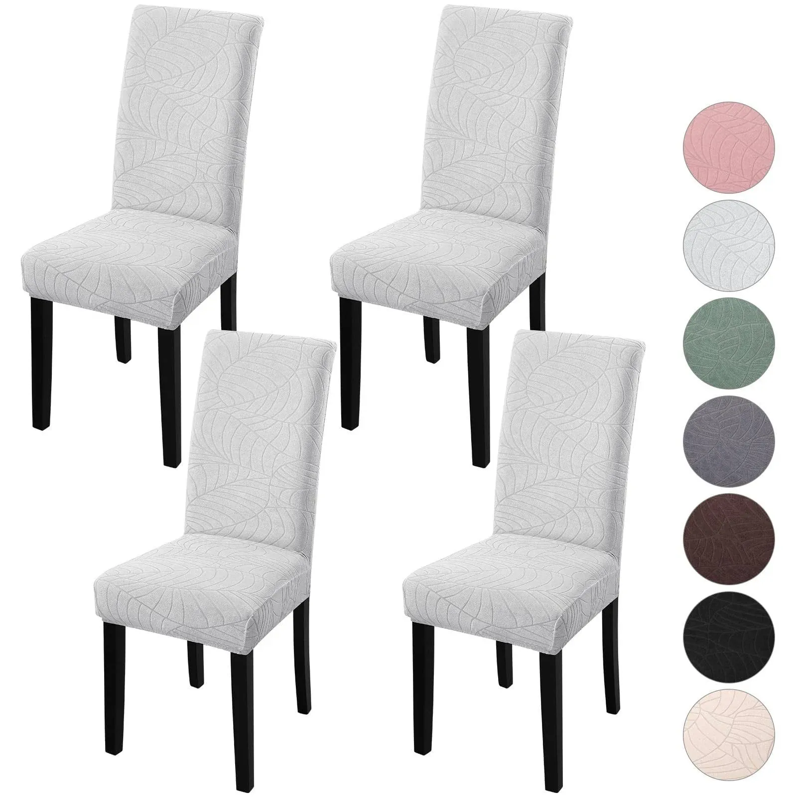 YISUN Dining Chair Covers Set of 4, Stretch Jacquard Chair Covers Parsons Chair Covers Removable Washable Chair Slipcover Protec