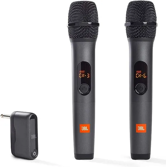 JBL Wireless Two Microphone System with Dual-Channel Receiver, Black