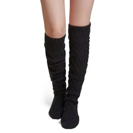 Pcavin Thigh High Socks for Women Cable Knit Over The Knee Boot Socks, Long Warm ...