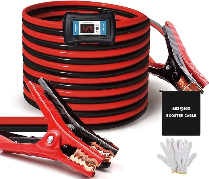 NOONE 4 Gauge 20 Feet Jumper Cables, 600Amp Automotive Booster Cables with UL Listed Clamps, for Car SUV and Pickup Trucks with Smart-7 Reverse Polarity Protection