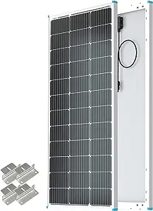 Renogy Solar Panel 100 Watt 12 Volt with Mounting Z Brackets High-Efficiency Monocrystalline PV Module Power Charger for RV Marine Rooftop Farm Battery and Other Off-Grid Applications